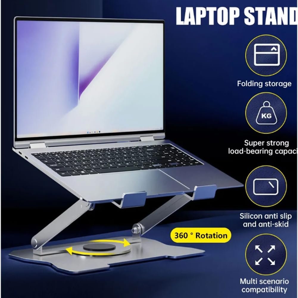 Регулируемая Складная Подставка для Ноутбука с Вращением на 360 градусов для Планшета Серебристый, фото №4