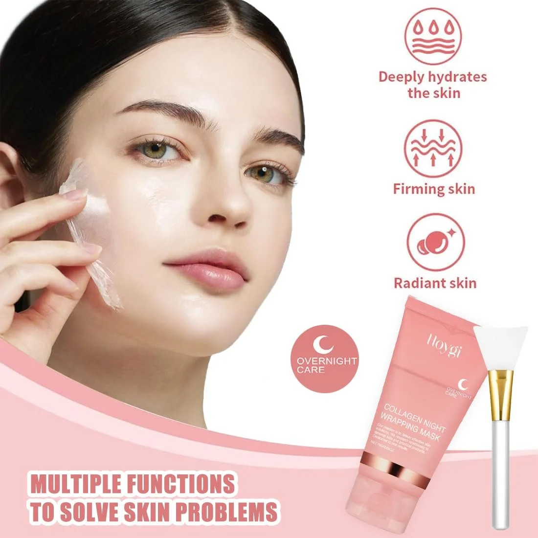 Ночная маска для лица с коллагеном, упаковка 2 шт., органическая маска для лица с коллагеном, ночная маска-пленка с коллагеном, эластичность и увлажнение, фото №2