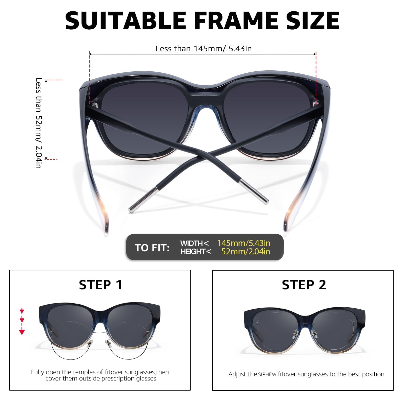 Поляризовані сонцезахисні окуляри SIPHEW для чоловіків та жінок, великі, фото №4