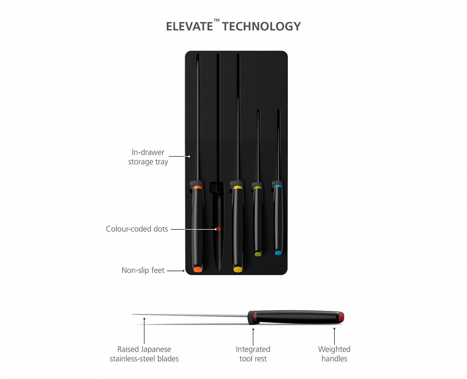 Набір ножів Joseph Joseph Elevate Knives Store, 5 предметів, чорний, фото №2