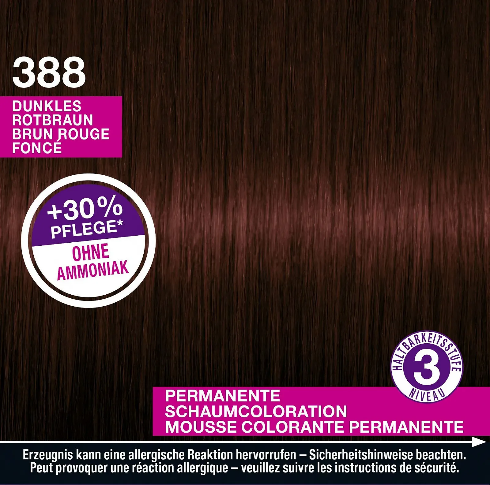 Стійка фарба-мус Schwarzkopf Perfect Mousse Темно-червоно-коричневий 388, Рівень 3, 3 x 93 мл, фото №10