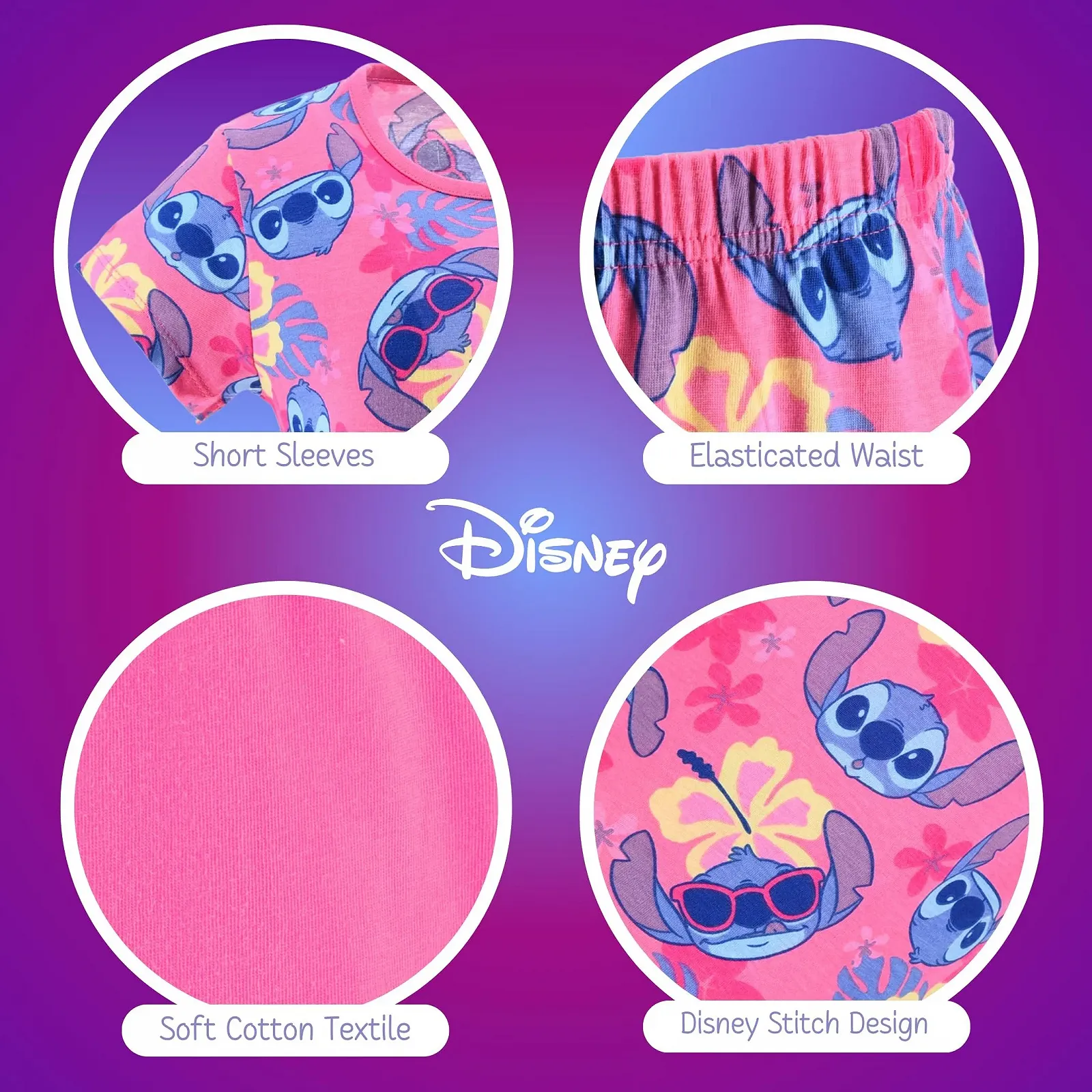 Комплект піжами (футболка та шорти) Disney Stitch з тропічним принтом, фото №6 Комплект піжами (футболка та шорти) Disney Stitch з тропічним принтом, фото №6