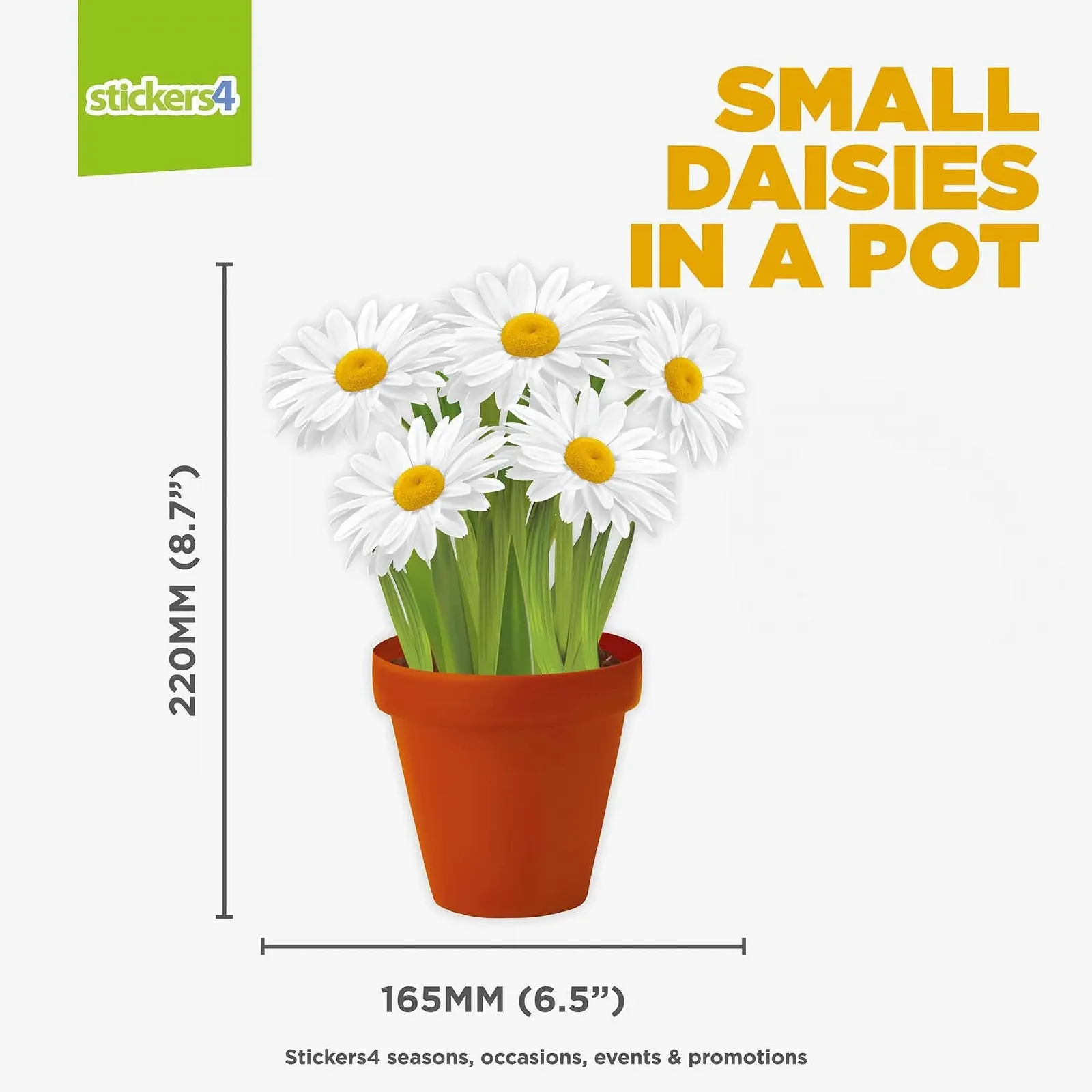 Наклейка на окно Stickers4 Daisies in a Pot Static Cling Daisies, фото №2