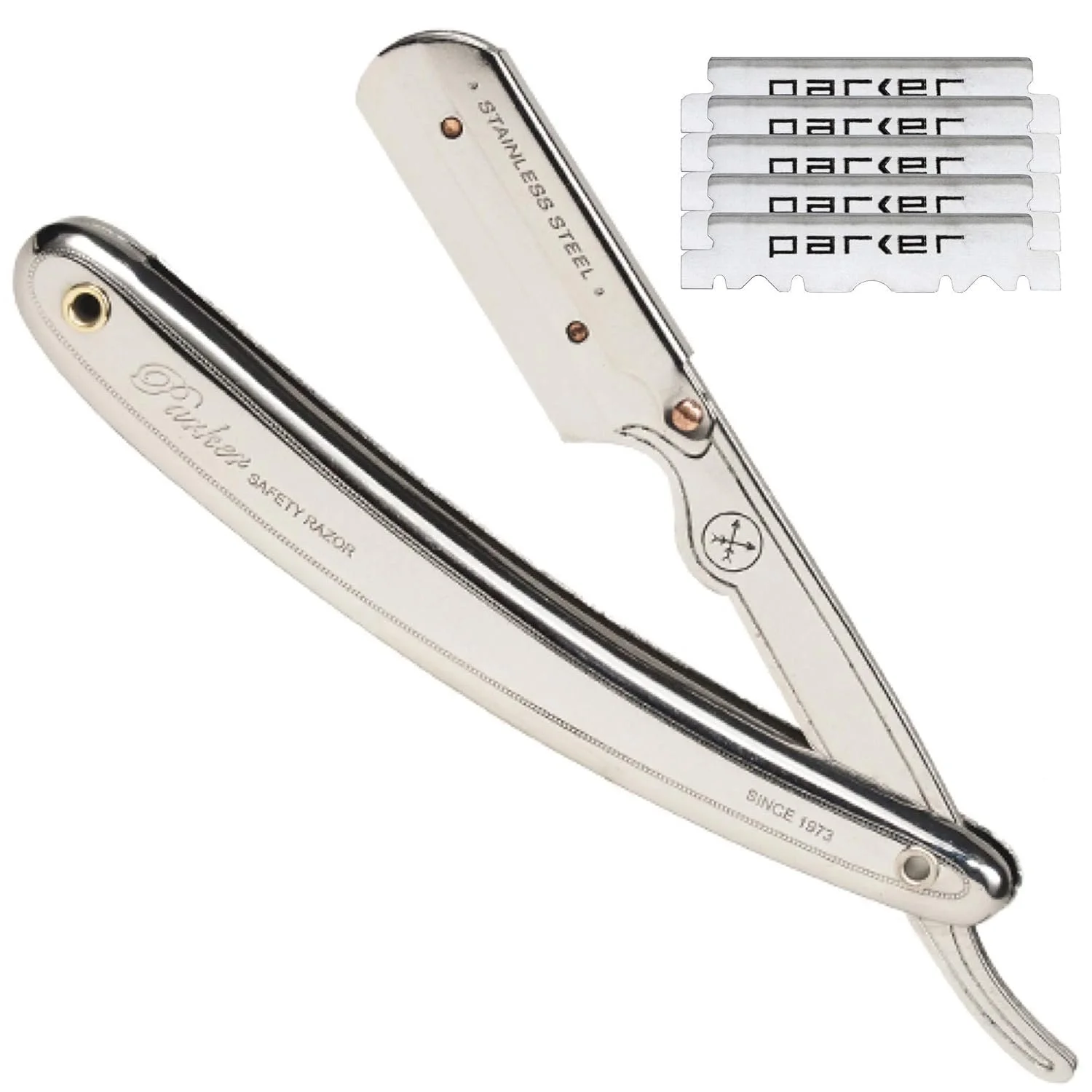 Опасная бритва Parker SR1 Stainless Steel с 5 лезвиями Shark, фото №1 Опасная бритва Parker SR1 Stainless Steel с 5 лезвиями Shark, фото №1