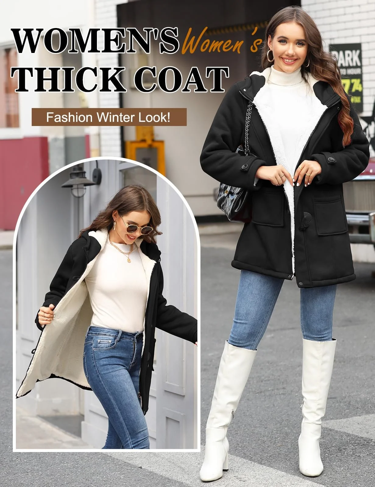 Женская Куртка Nadeer Плюшевая с Капюшоном Зимняя, фото №5