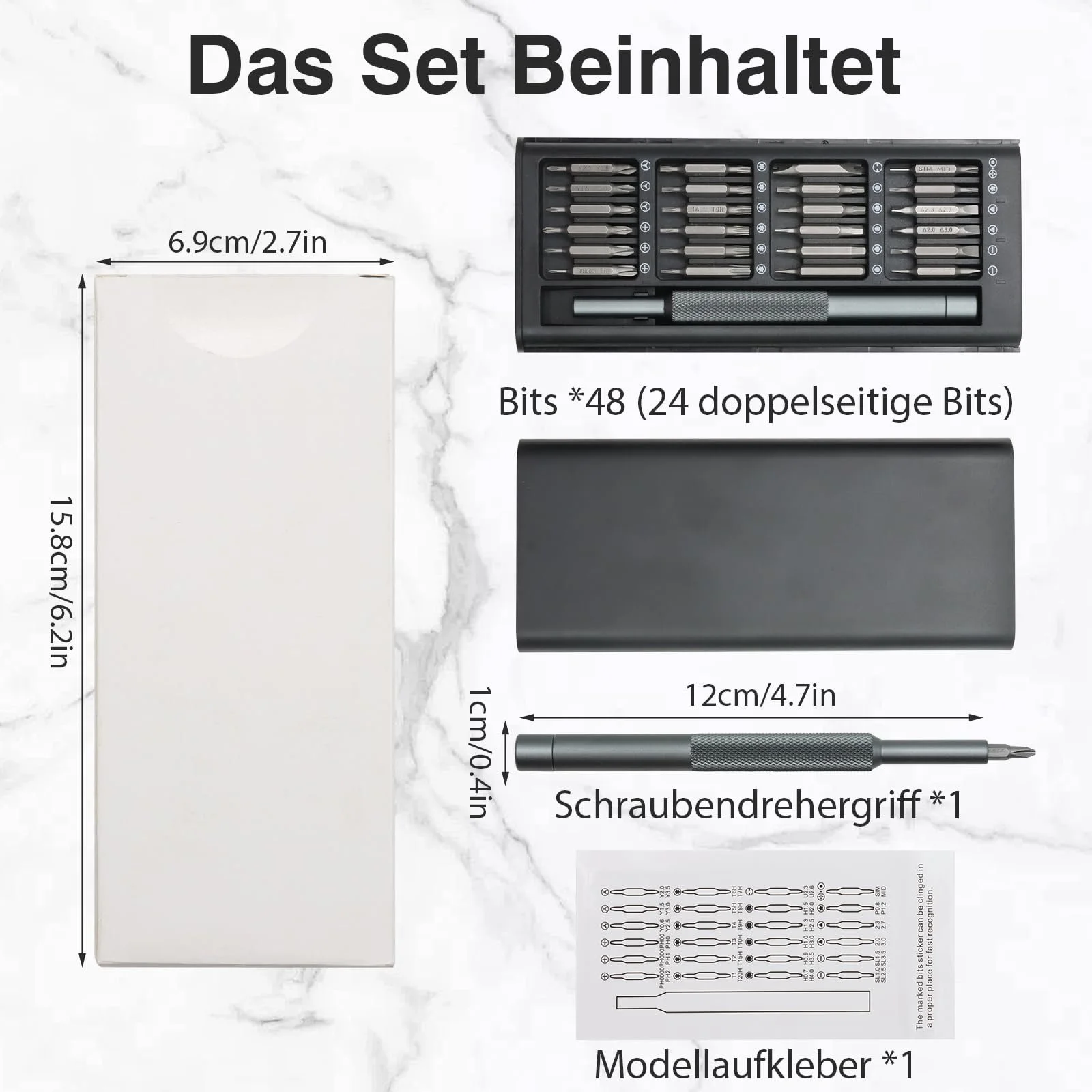Набір міні-викруток VEGCOO 49-в-1 прецизійні сталь S2 (HRC65+) магнітні, фото №3