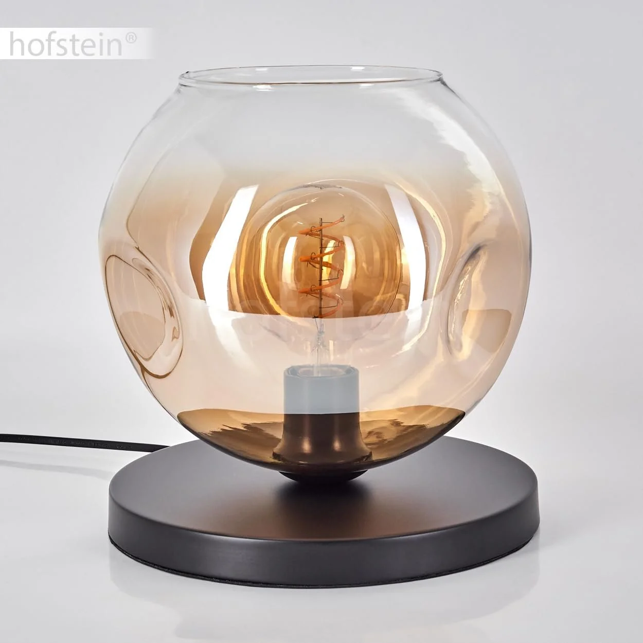 Настільна лампа Ripoll Метал/Скло 25 см 1 x E27 Чорний/Бурштиновий/Прозорий, фото №9