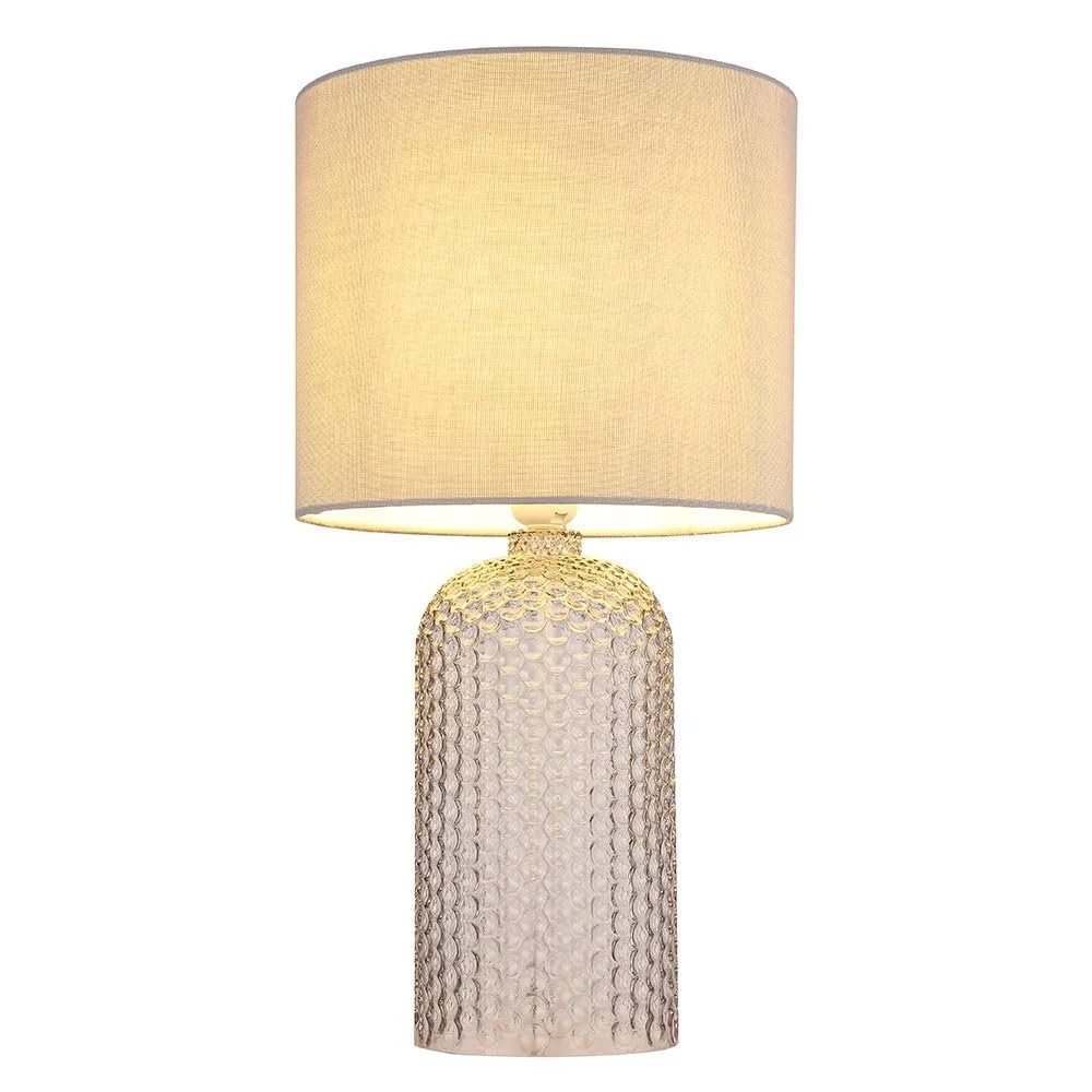 Настольная лампа серая стеклянная текстиль 50 см E27, фото №1