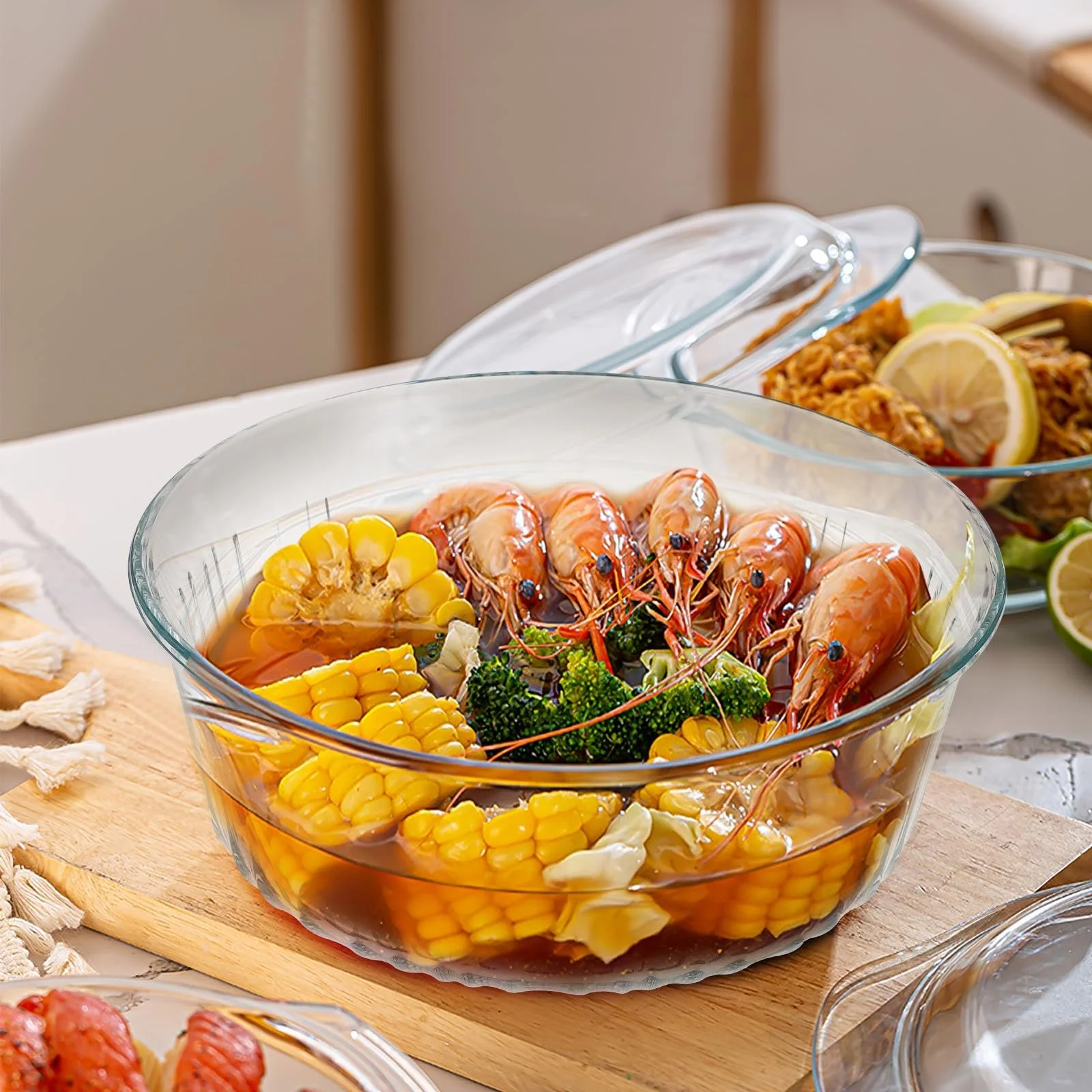 Кастрюля стеклянная LIFKOME круглая с крышкой, термостойкая, боросиликатное стекло, фото №8 Кастрюля стеклянная LIFKOME круглая с крышкой, термостойкая, боросиликатное стекло, фото №8