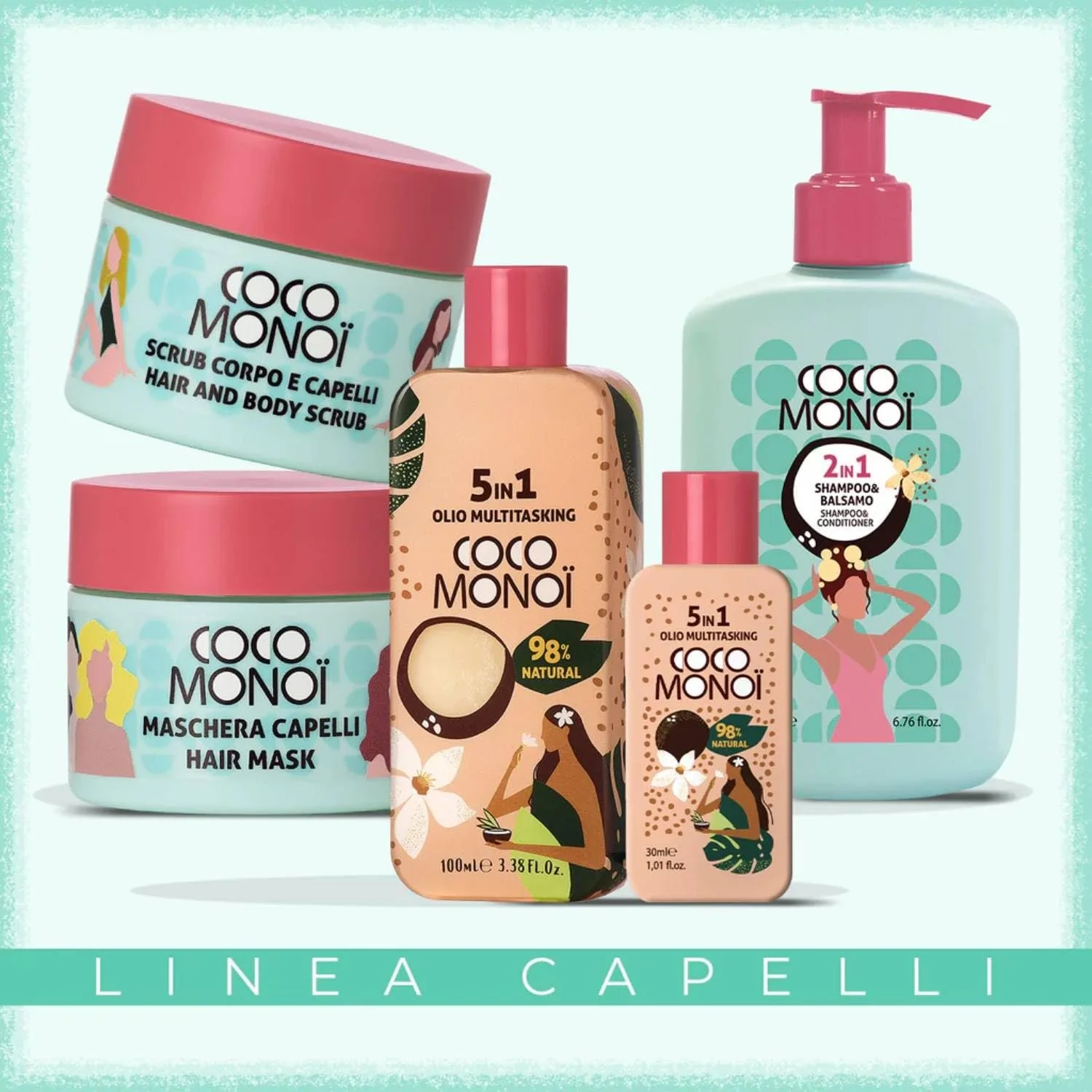 Молочко для тела увлажняющее и осветляющее 2 в 1 - Аромат кокоса и цветка тиаре, Мягкая и сияющая кожа, 200 мл (Молочко для тела + многоцелевое масло), фото №6