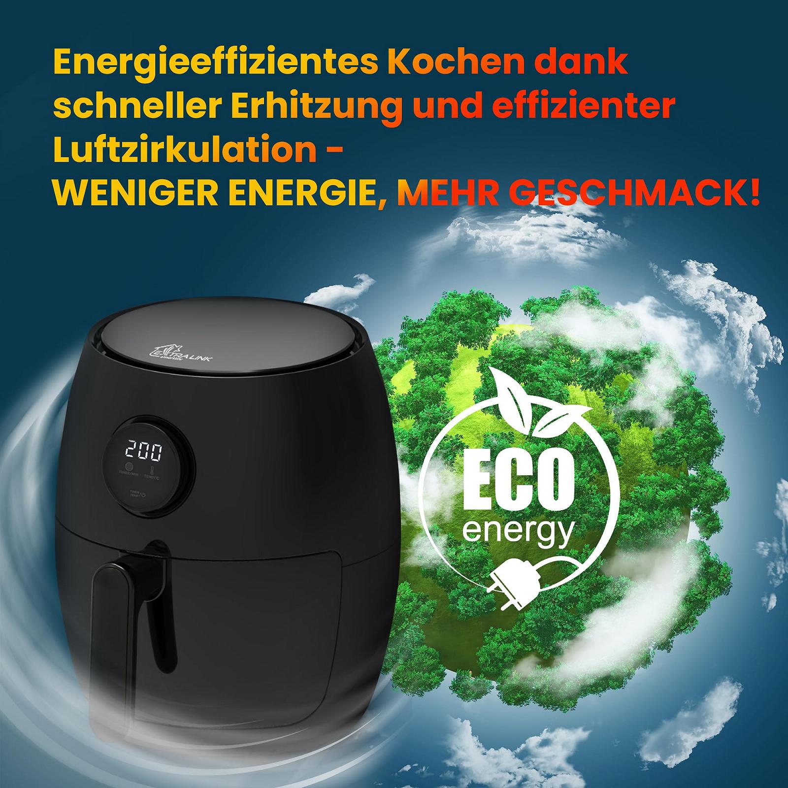 Фритюрница Extralink 1000W 2L с антипригарным покрытием, 80°C до 200°C, LED сенсорный экран, фото №5