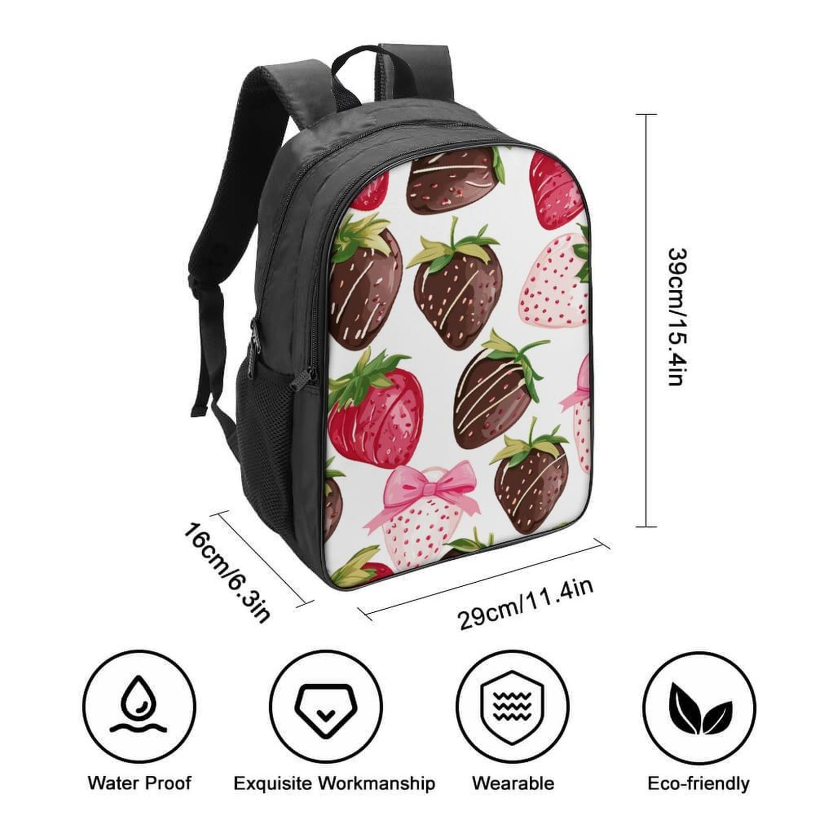 Рюкзак шкільний FPAKAKIIE Strawberry для хлопчиків і дівчаток, підлітків, водонепроникний, для жінок і чоловіків, для ноутбука, 40 x 28 x 16 см, Style-8, фото №2