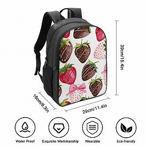 Рюкзак шкільний FPAKAKIIE Strawberry для хлопчиків і дівчаток, підлітків, водонепроникний, для жінок і чоловіків, для ноутбука, 40 x 28 x 16 см, Style-8 synthetic.ua - Фото 1