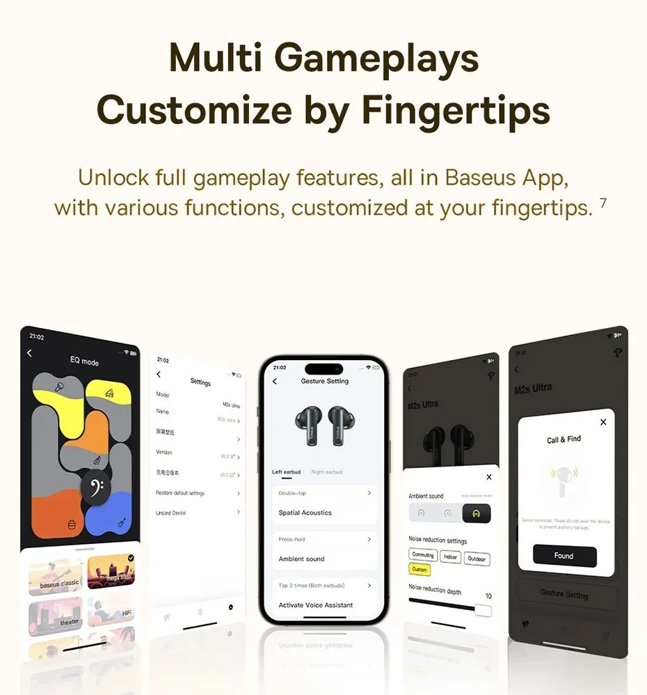 Наушники Baseus Bowie M2s Ultra Hi-Res LHDC ANC -52dB BT5.4 Black, фото №7