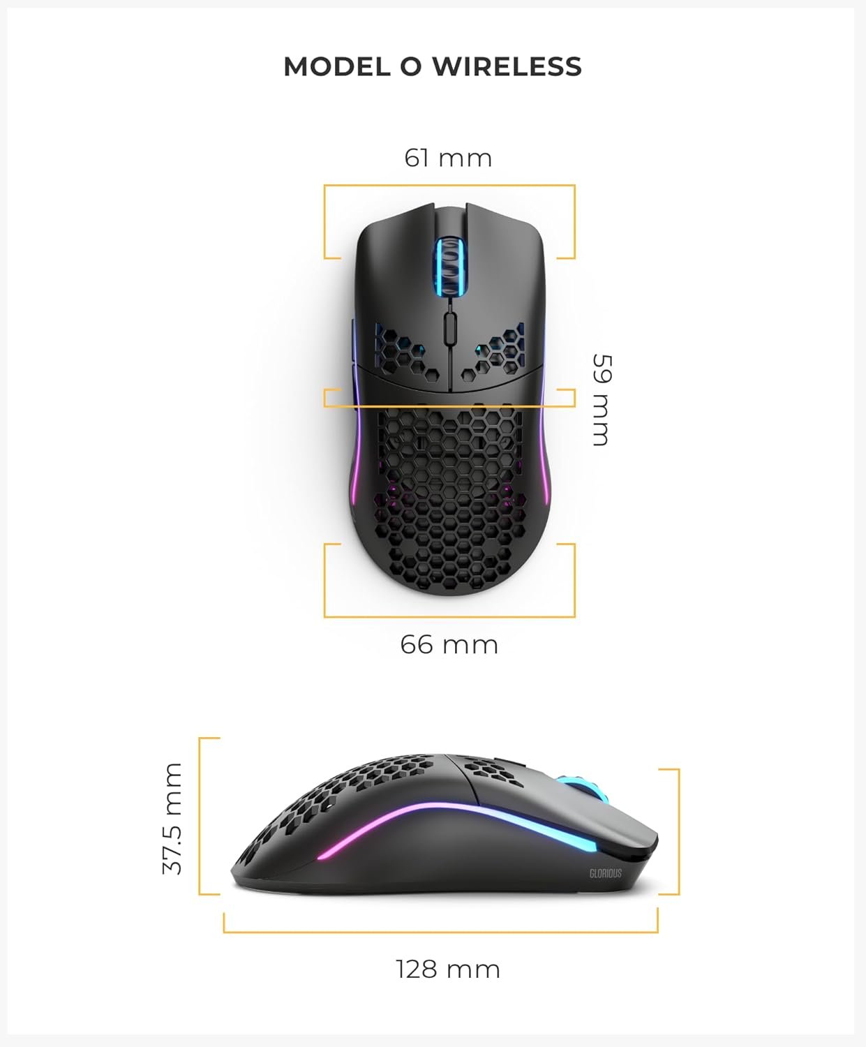 Бездротова миша Glorious Model O Wireless / Радіоканал / 19000 DPI / 5 кнопок / RGB підсвітка / Чорна (GLO-MS-OW-MB), фото №6