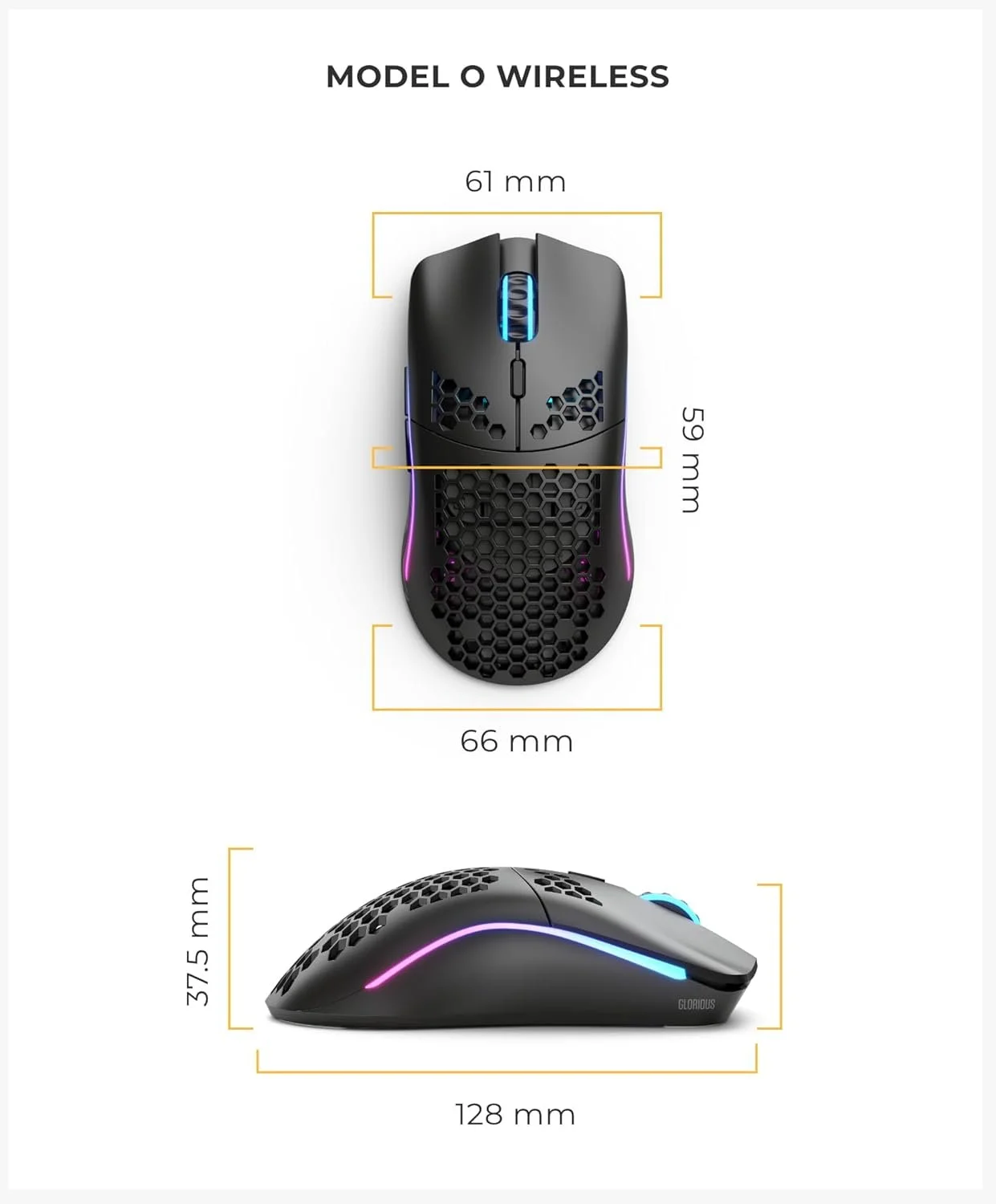 Бездротова миша Glorious Model O Wireless / Радіоканал / 19000 DPI / 5 кнопок / RGB підсвітка / Чорна (GLO-MS-OW-MB), фото №6