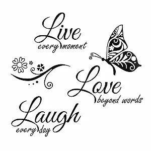 Наклейка на стіну мотиваційна Метелики Live Love Laugh DIY 1 шт. - Фото 1