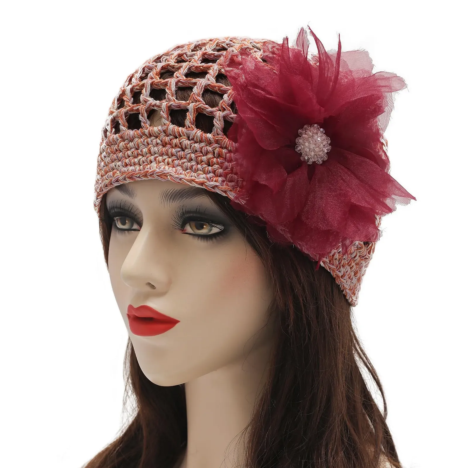 Женская шапка-бини ZLYC, ручной вязки, с цветочным декором, фото №2 Женская шапка-бини ZLYC, ручной вязки, с цветочным декором, фото №2