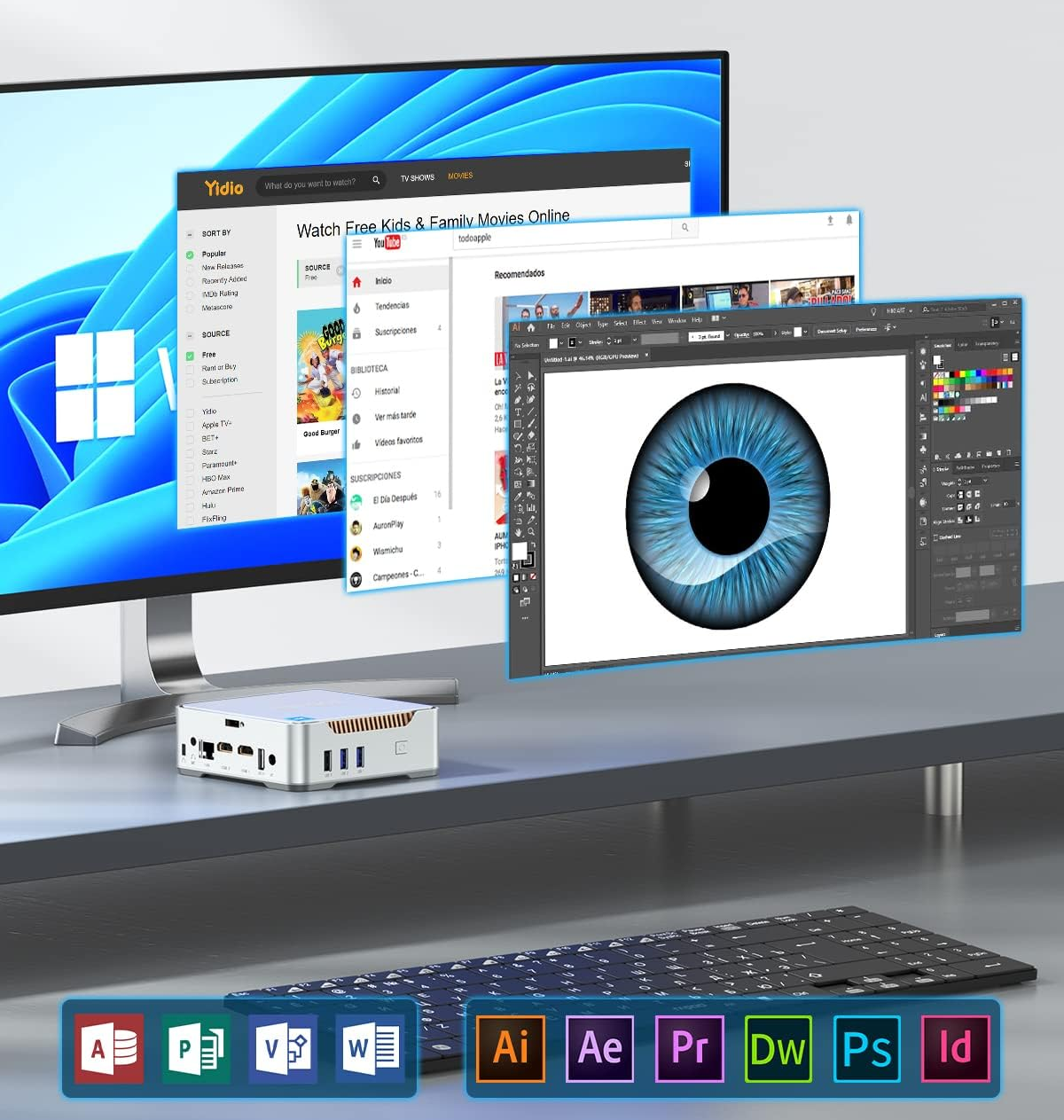 Міні ПК NiPoGi GK3 Plus / Intel Alder Lake-N97 / RAM 16GB / SSD 512GB / Intel UHD Graphics / 2 x HDMI / 1 x LAN / Wi-Fi 5 / Bluetooth 4.2 / Windows 11 / Сріблястий, фото №7 Міні ПК NiPoGi GK3 Plus / Intel Alder Lake-N97 / RAM 16GB / SSD 512GB / Intel UHD Graphics / 2 x HDMI / 1 x LAN / Wi-Fi 5 / Bluetooth 4.2 / Windows 11 / Сріблястий, фото №7
