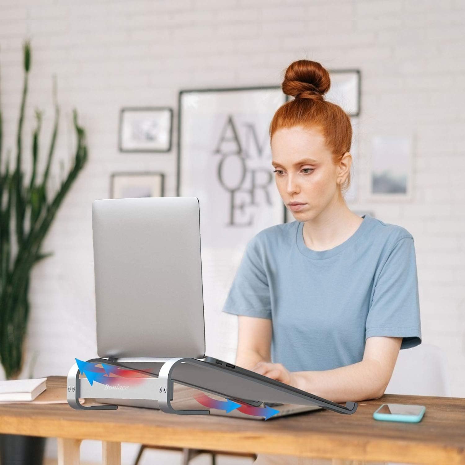 Підставка для ноутбука, алюмінієва підставка, ергономічна, для комп'ютера, тримач для ПК, з легкою вентиляцією для MacBook Pro/Air, Dell, HP, MateBook, для всіх ноутбуків 10-17 дюймів, срібна, фото №5