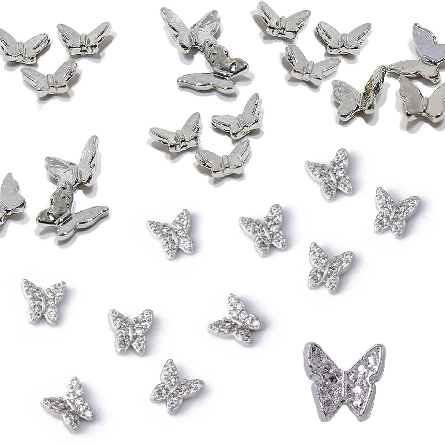 Метелики 3D зі сплаву 150 шт. Мініатюрні діаманти-метелики зі сплаву для манікюру, фото №5