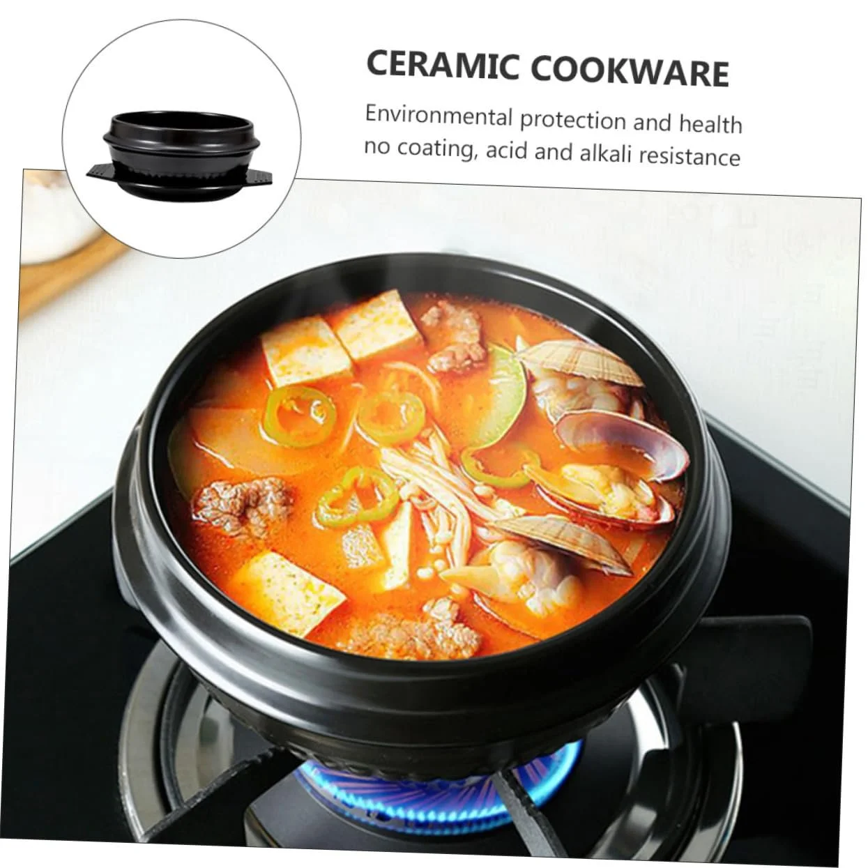 Керамическая кастрюля-сотейник с подставкой Без покрытия Экологичная, фото №7