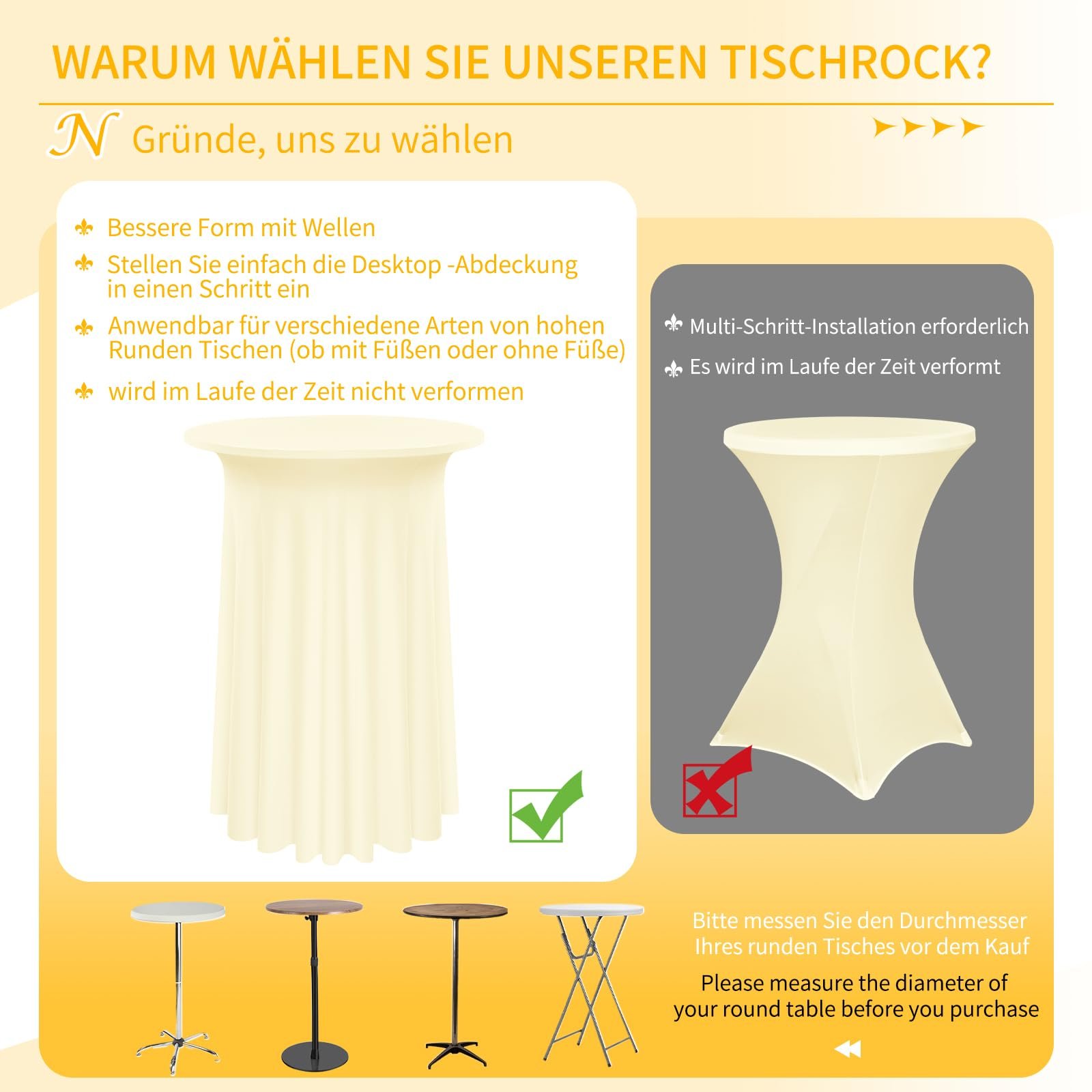 Набір скатертин Pesonlook для коктейльних столів (3 шт.) 80 x 110 см Beige Spandex Stretch, фото №5