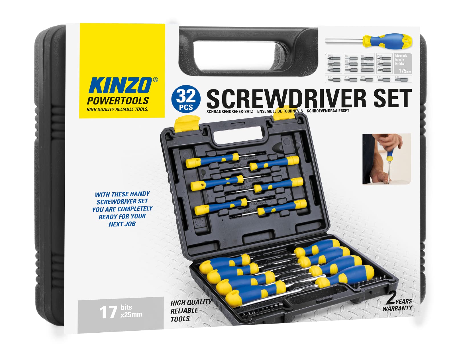 Набір викруток Kinzo 32 шт Чорний, Жовтий, Синій, фото №3