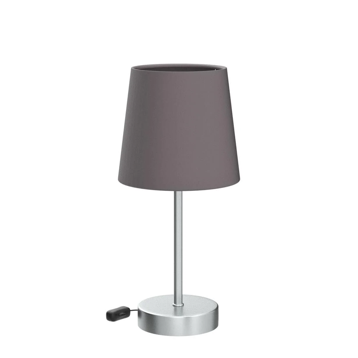 Настільна лампа E14 Матовий нікель Тканинний абажур Сіра, фото №4