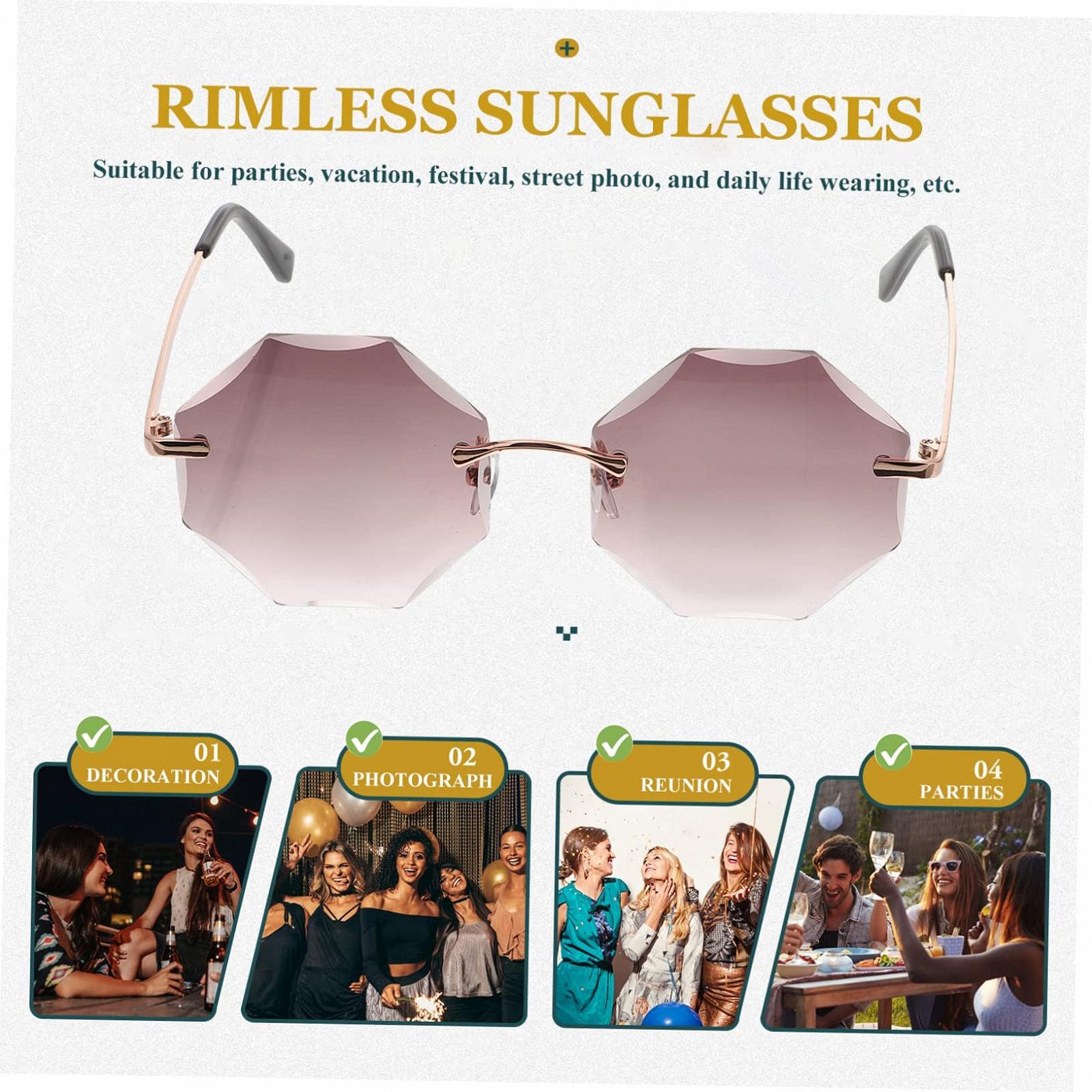 Сонцезахисні окуляри PACKOVE Без оправи Ретро-дизайн 90-х 4 шт., фото №7