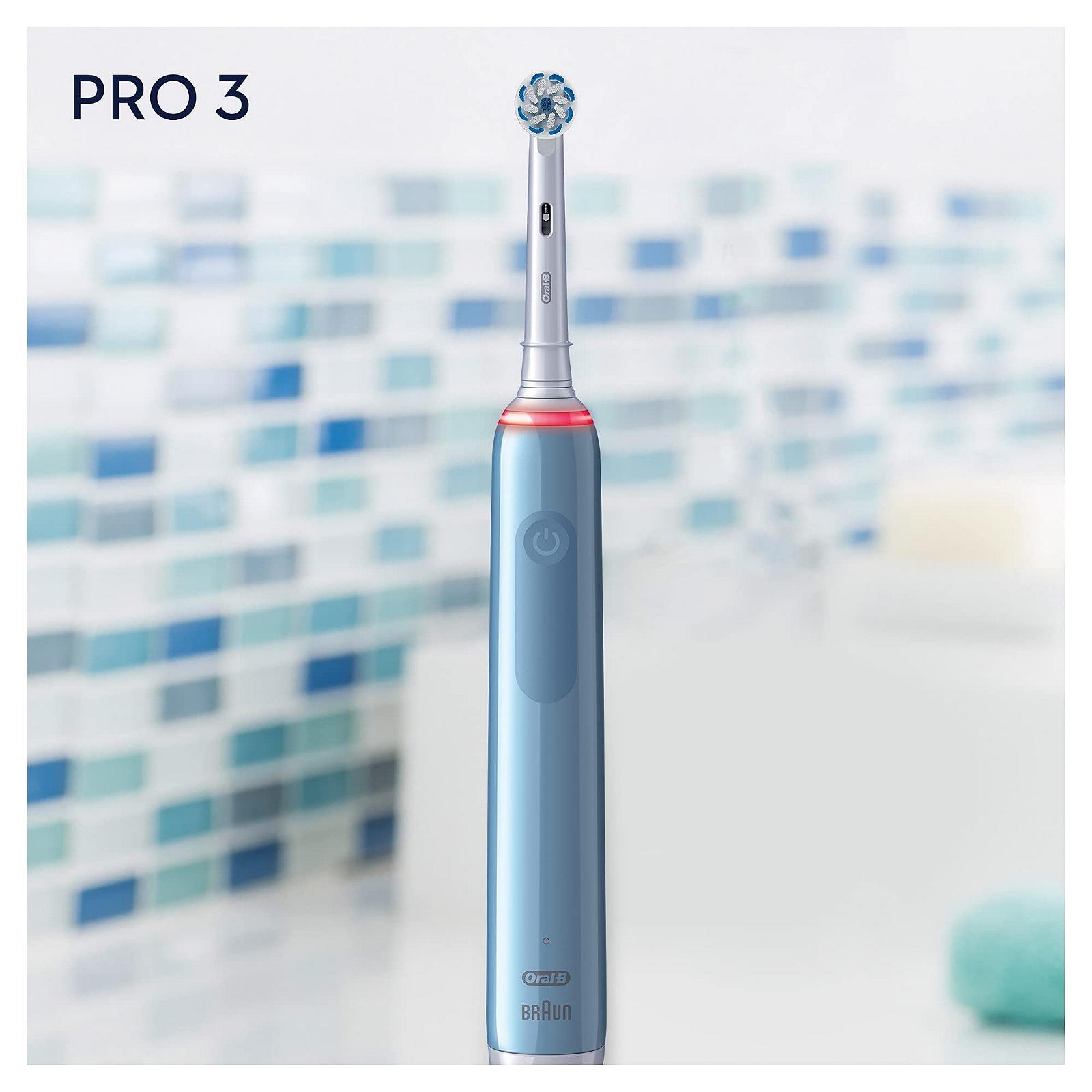Електрична зубна щітка Oral-B PRO 3 3000 Sensitive Clean 3 режими чищення 360° Visual Pressure Control Blue, фото №7