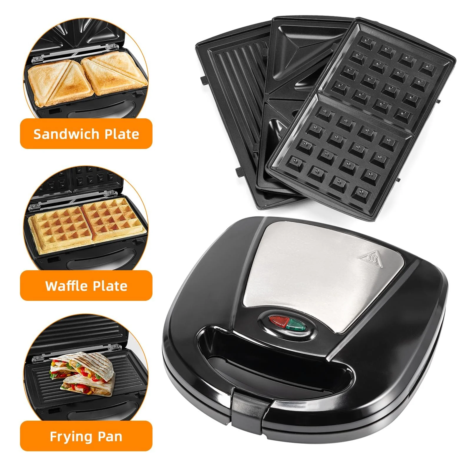 Сэндвичница 3-в-1, антипригарная для 2 сэндвичей, 750 Вт, двухсторонний нагрев, фото №6 Сэндвичница 3-в-1, антипригарная для 2 сэндвичей, 750 Вт, двухсторонний нагрев, фото №6