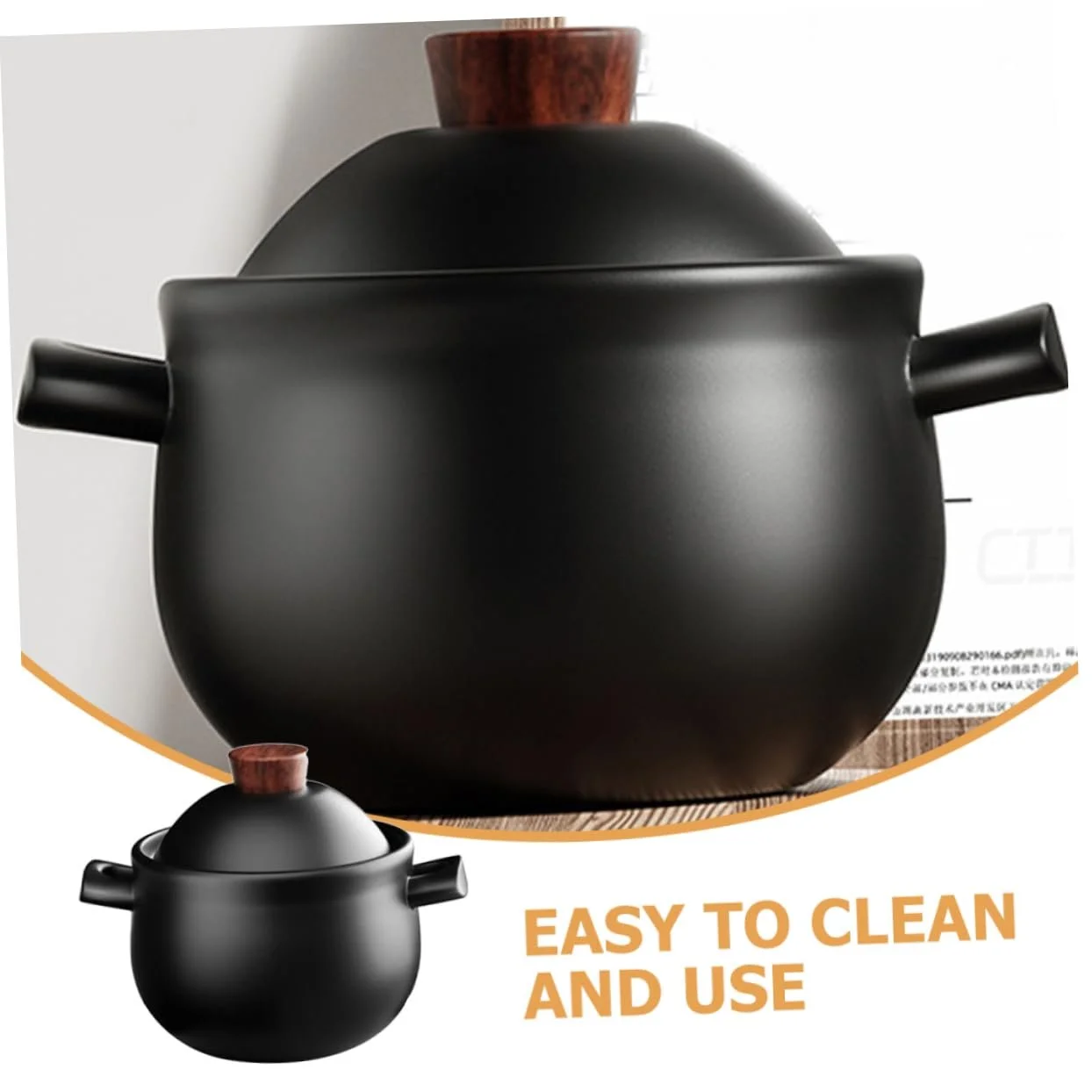 Каструля керамічна Sosoport велика антипригарна з кришкою для газової плити, фото №4