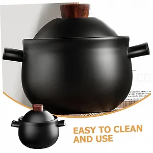 Горшок для тушения керамический 1,8 л антипригарный с крышкой многофункциональный synthetic.ua - Фото 1