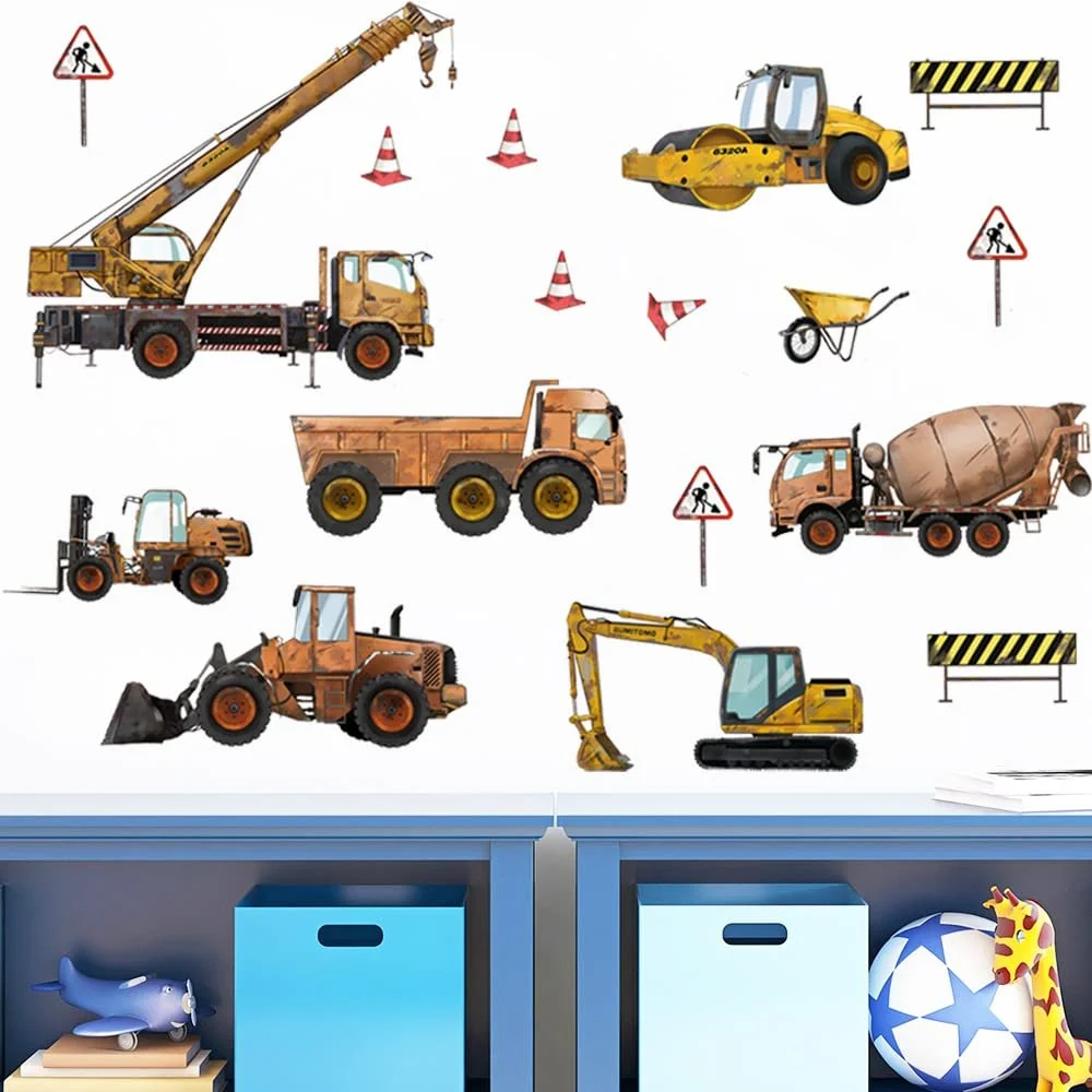 Наклейка на стіну Runtoo Екскаватор та трактор для дитячої кімнати, фото №2