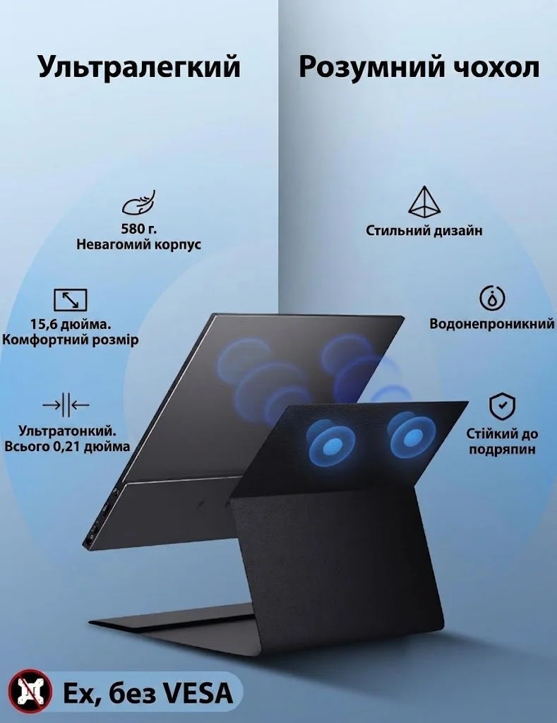 Монітор портативний 15.6" HONGO P156A06 Full HD IPS 60 Гц, фото №3