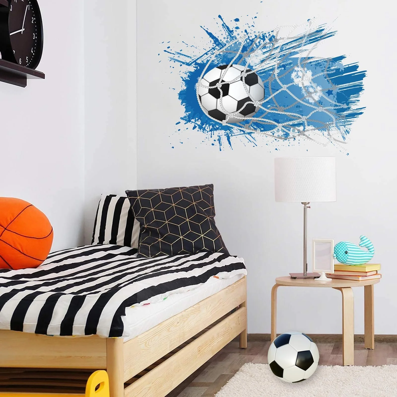 3D-наклейка на стену ANHUIB Футбольный мяч Прорыв Синяя, фото №3
