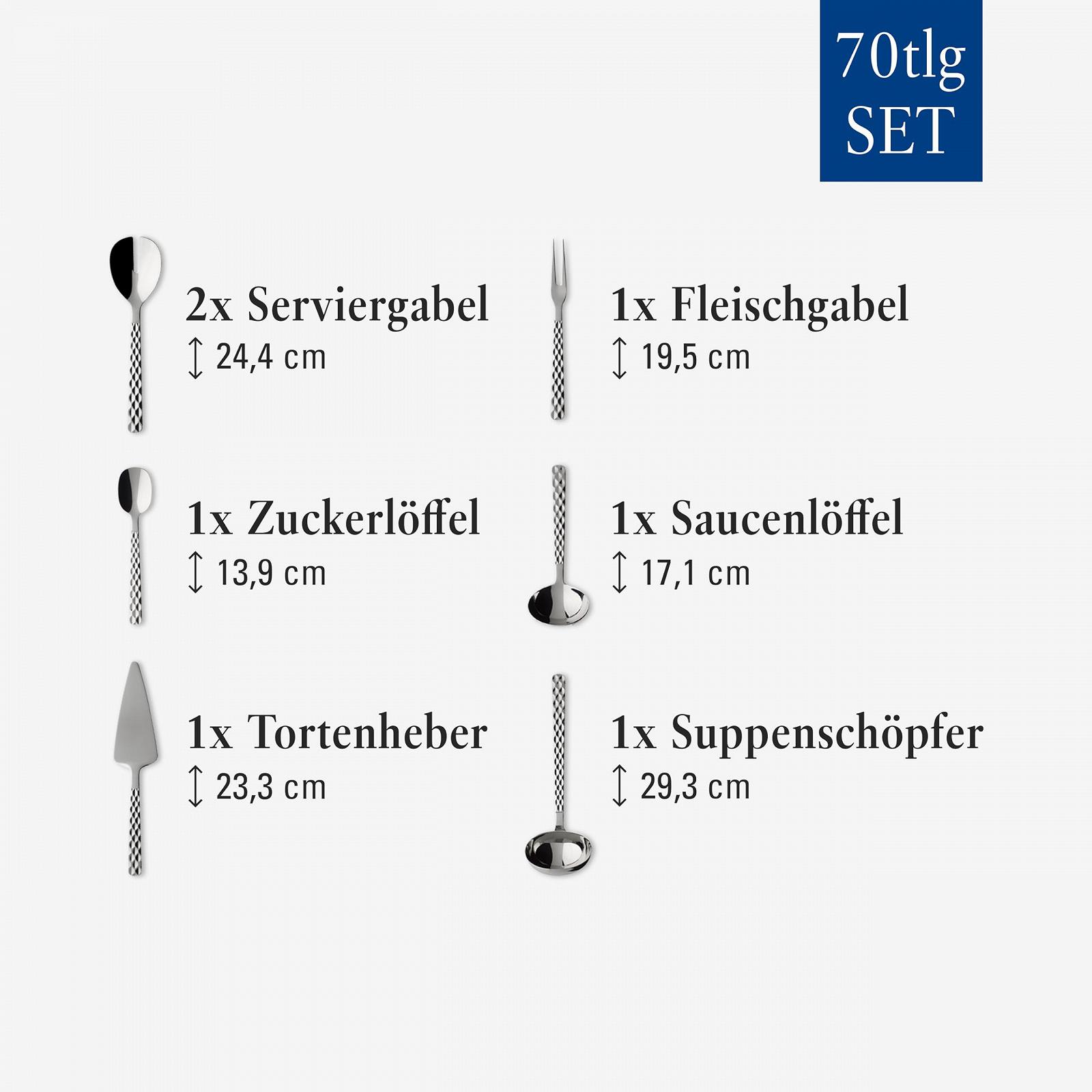 Набір столових приборів Villeroy and Boch Boston на 12 персон, 70 предметів, нержавіюча сталь, фото №4 Набір столових приборів Villeroy and Boch Boston на 12 персон, 70 предметів, нержавіюча сталь, фото №4