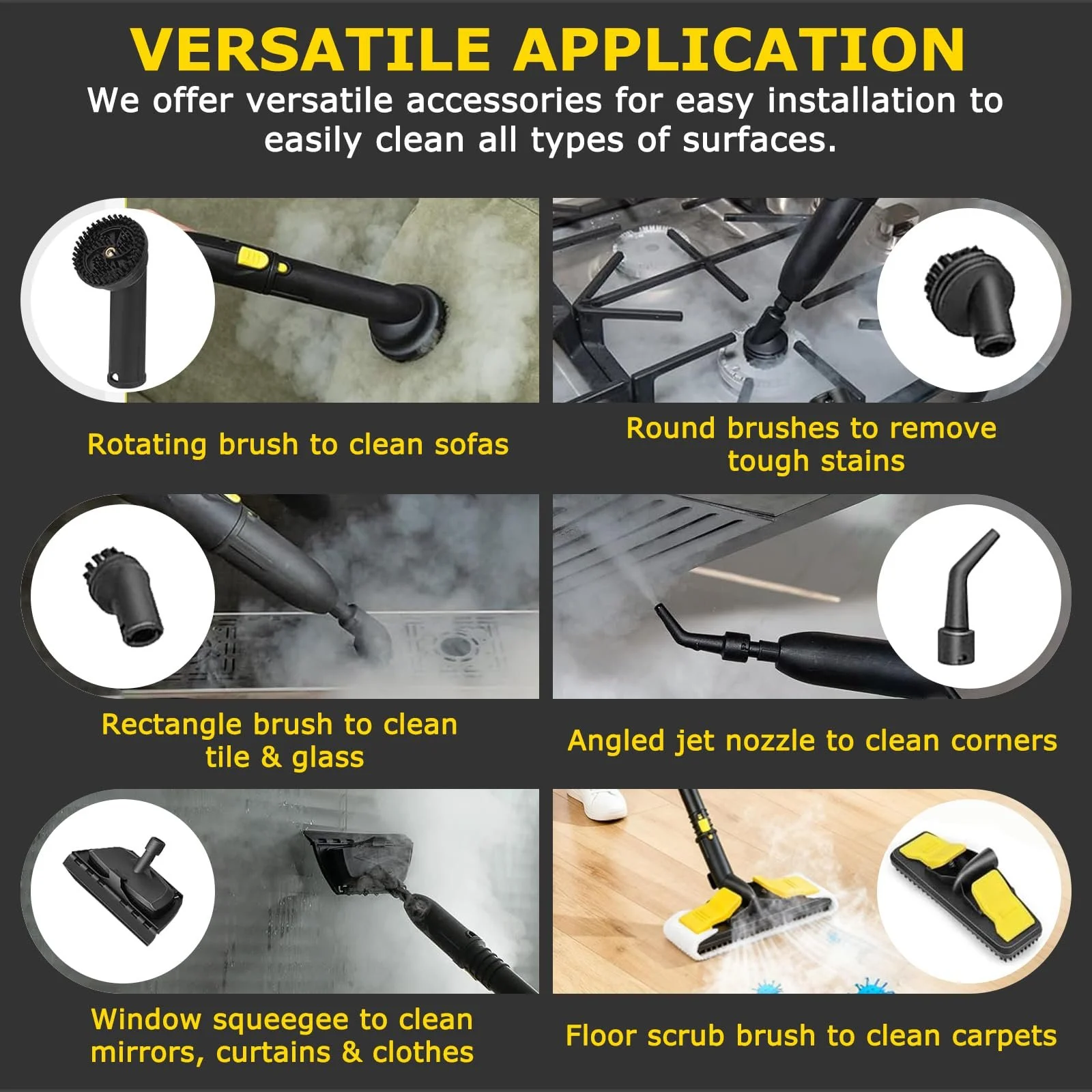 Пароочисник 2000 Вт 5 бар 108 м² 2 л з набором для чищення підлоги та насадками для меблів і килимів, фото №5 Пароочисник 2000 Вт 5 бар 108 м² 2 л з набором для чищення підлоги та насадками для меблів і килимів, фото №5