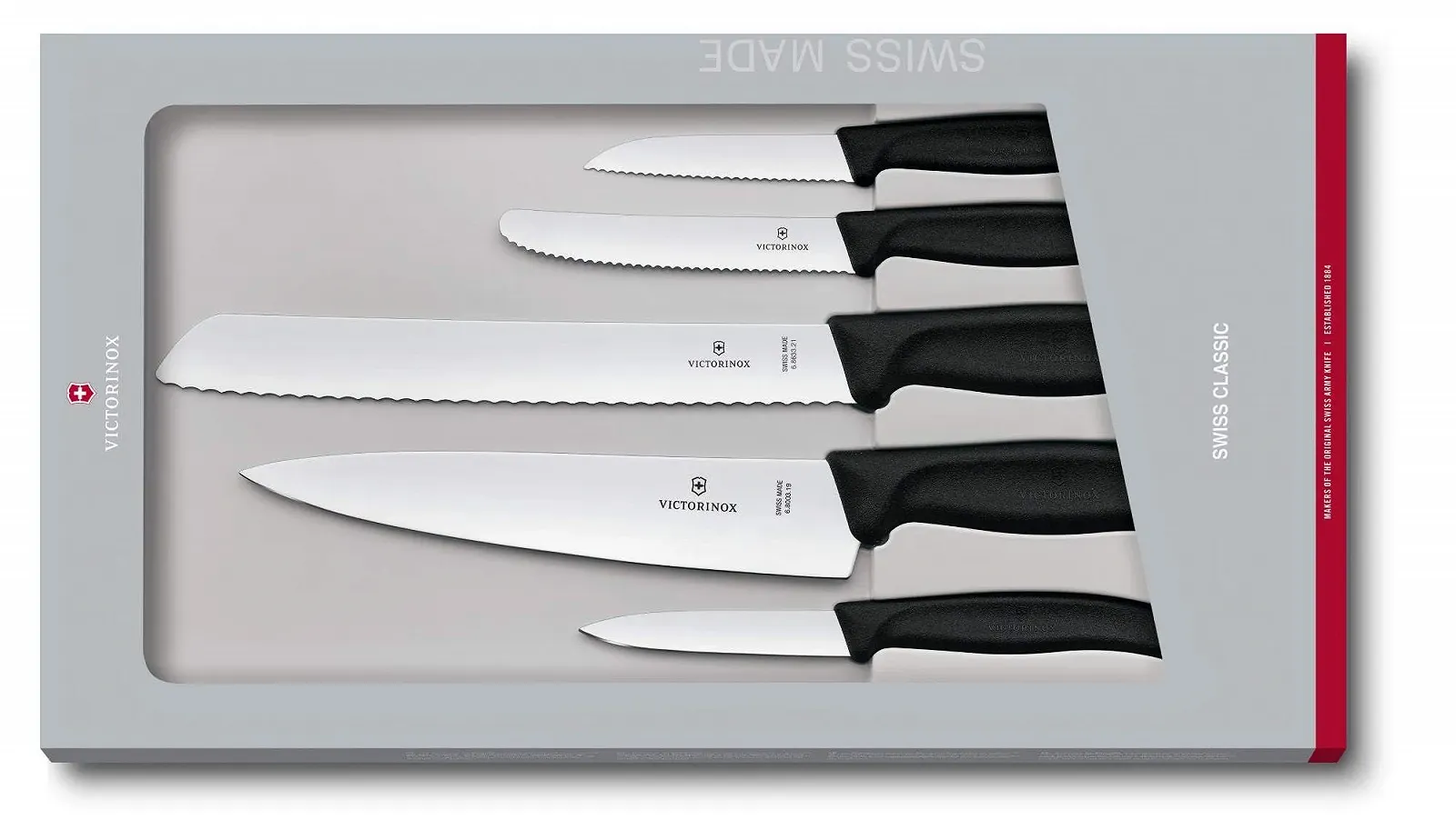 Набір кухонних ножів Victorinox Swiss Classic, 5 шт., Чорний, фото №2 Набір кухонних ножів Victorinox Swiss Classic, 5 шт., Чорний, фото №2