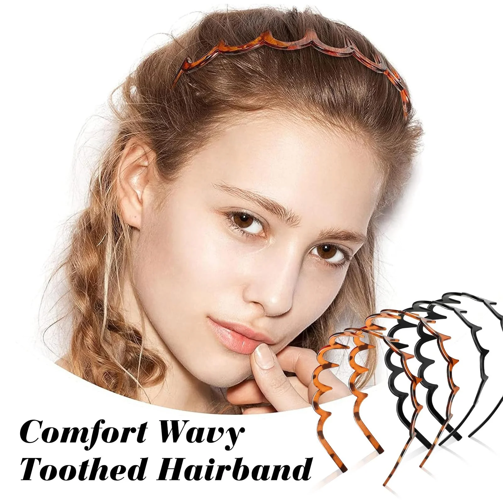 Набір з 4 х хвилястих пластикових обручів для волосся, фото №3