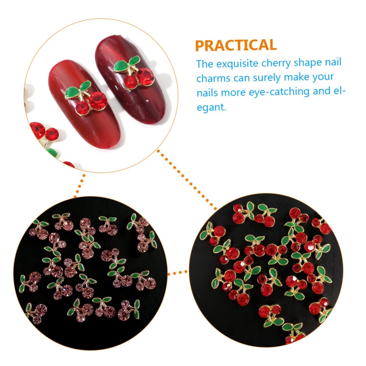 Украшения для ногтей Вишня MERRYHAPY Блестки Розовый, упаковка 32 шт., фото №8