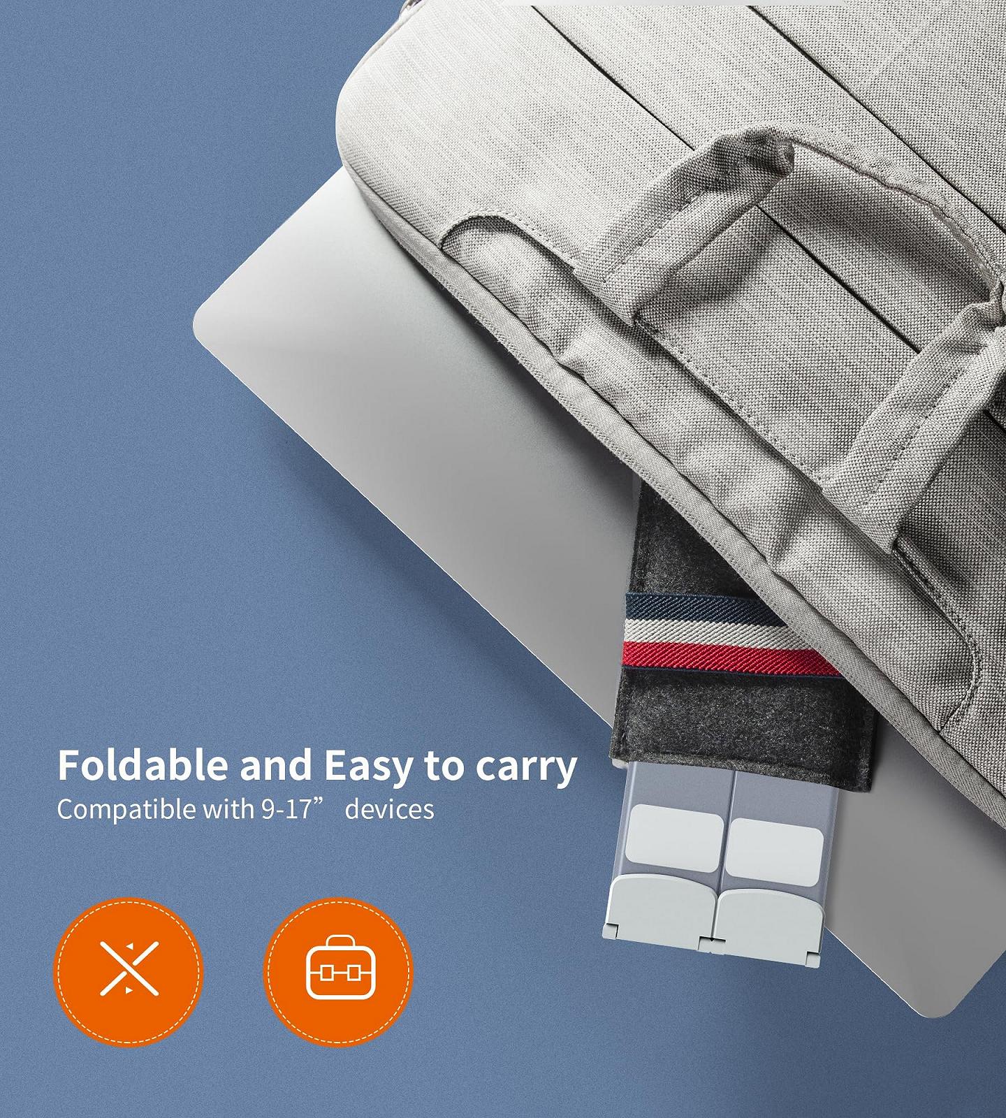 Подставка для ноутбука BHHB, 6 уровней, регулируемая высота, складная вентилируемая алюминиевая подставка, совместимая с MacBook, iPad и другими ноутбуками 9 ~ 17 дюймов, фото №4