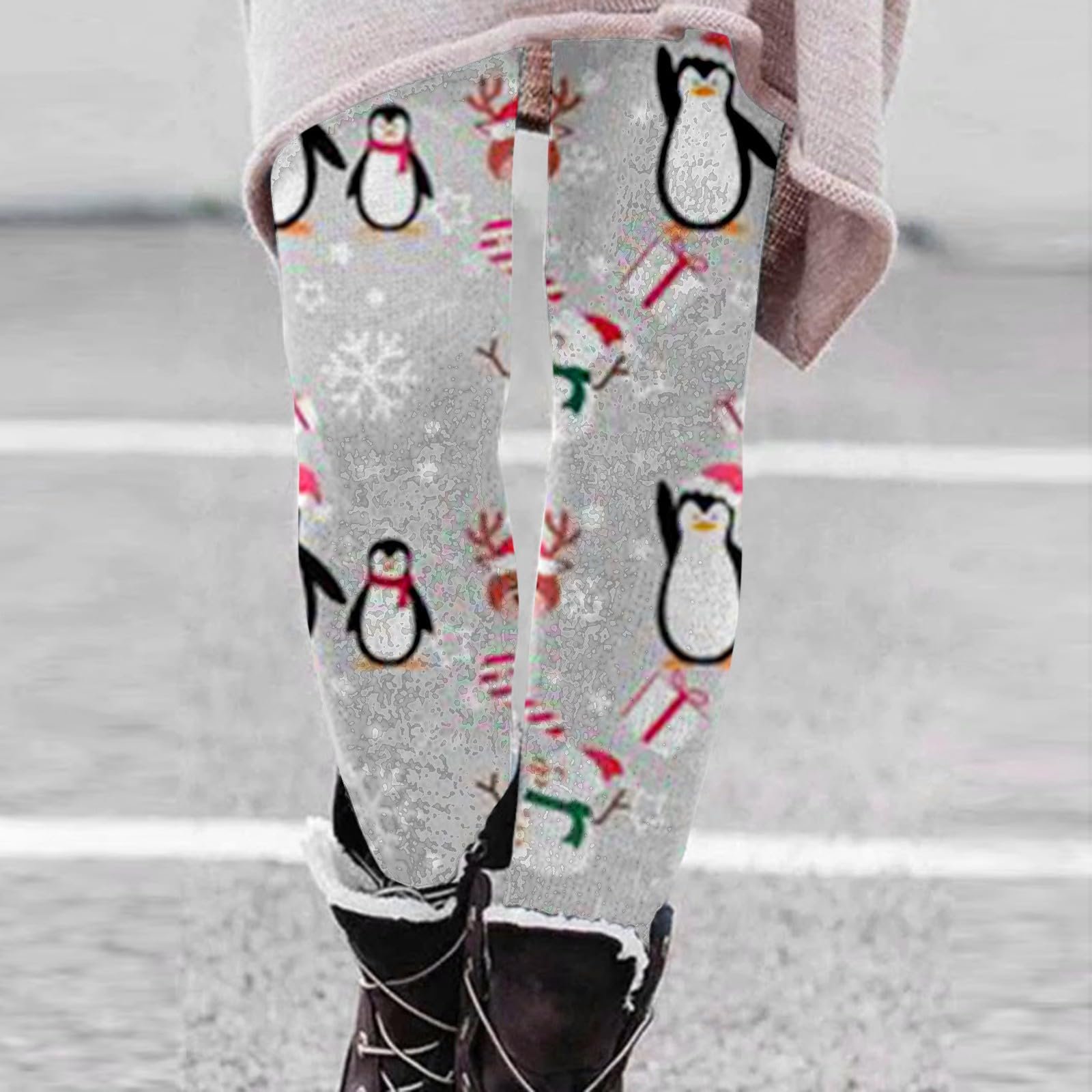 Легінси Christmas Жіночі Модні Зручні Santa Claus Animal Gift Snowflake Print Обтислі Штани, фото №3