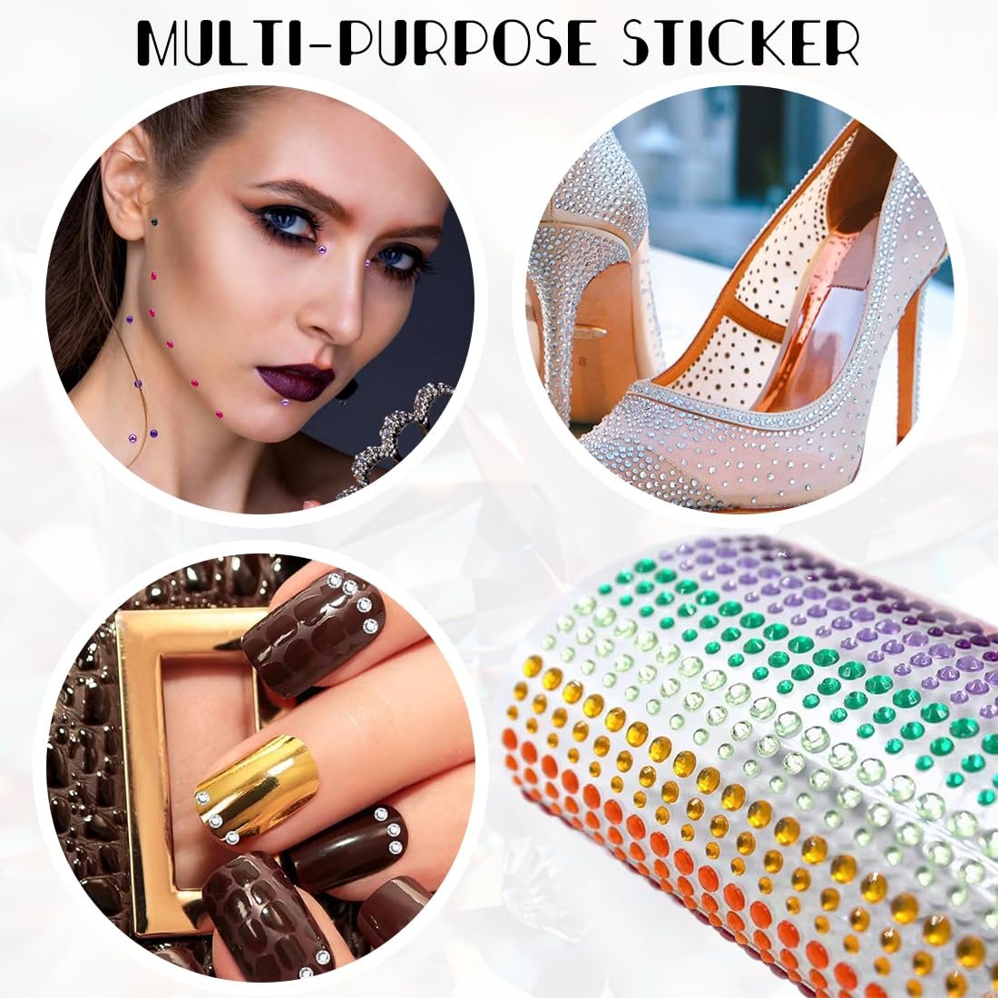 Набір Самоклеючих Блискучих Камінців для нігтів 3 мм 4 мм 5 мм, фото №5