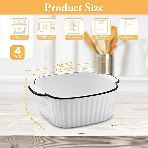 Набор форм для запекания керамических 4 шт. квадратные 14,7 см с ручками черно-белые synthetic.ua - Фото 1