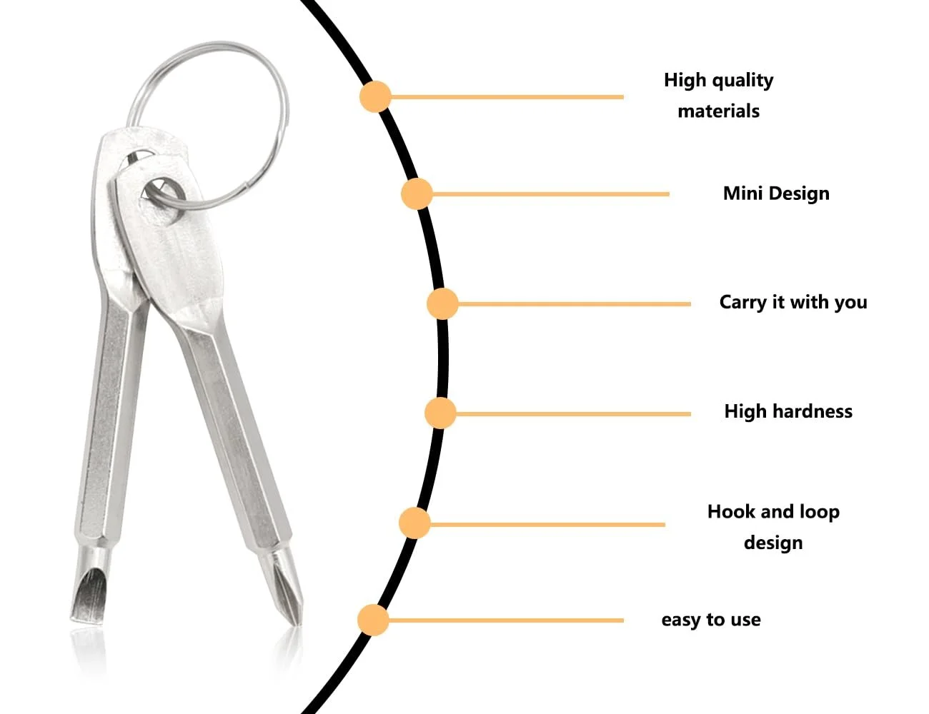 Викрутка KAPSING Mini, Багатофункціональна викрутка-брелок, Набір з 2 портативних Phillips і плоскої викрутки (1 набір), фото №4