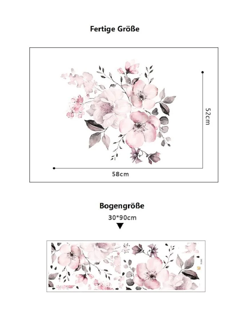 Наклейка на стену COVPAW Пионы XXL 90 x 30 см Pink, фото №1