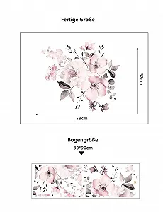 Наклейка на стіну COVPAW Півонії XXL 90 x 30 см Pink - Фото 1