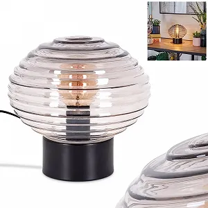 Настільна лампа Gualtar Метал / Скло Скляний плафон 15.5 см 1 x E14 Чорний / Димчастий - Фото 1